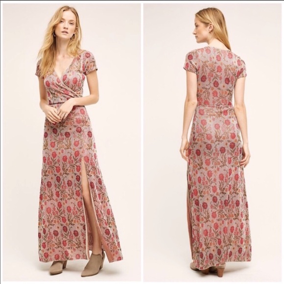 ✨Anthro Posy Floral Metallic Knit Maxi Dress - Picture 3 of 8